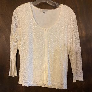Forever Fashion Lace Button Blouse